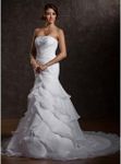 Trumpet/Mermaid Strapless Court Train Organza Wedding Dress With Ruffle Beading Sequins