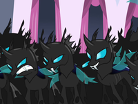 Queen Chrysalis and her changelings