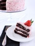 chocolate cake with strawberry frosting