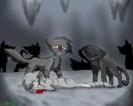 Feathertail sacrificing herself for Crowfeather and killing Sharptooth