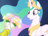 Discord giving Celestia flowers