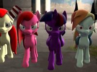 The Demented 6 (Brutalight Sparcake, Fluttershout, Applepills, Rainbine Dash, Rairifruit, and Pinkis Cupcake)