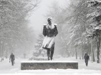 Snow-covered Statue