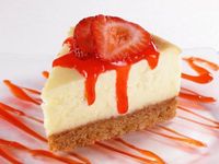 Cheesecake with strawberries on top