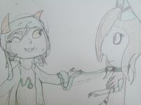 Nepeta holding Lauray by a leash