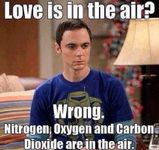 Love is in the air? Wrong. Nitrogen, oxygen and carbon dioxide are in the air