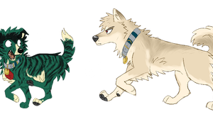 Deku and Bakugo as dogs