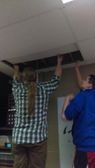 We hid the chair in the ceiling