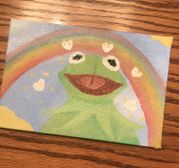 an oil painting of a wholesome kermit