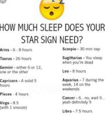 What is your sleep for your zodiac sign. Mine is 8.5 hours