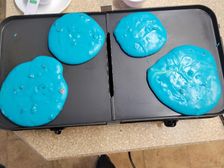 Cookie monster pancakes