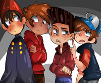 Wirt, Marco Diaz, Norman Babcock, Dipper Pines. True Squad