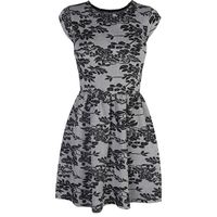 Grey Floral Jacquard Skater Dress - Polyvore