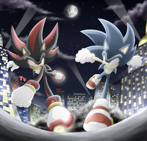 Who's stronger, Sonic or Shadow AHH HELP!  I watched a few movies and somehow, SONIC is kicking SHADOW'S BUTT!  Im so confused! Isn't shadow suppose to be more powerful than sonic Or is Sonic just gonna have to keep winning because he's the main protagonist.. and those people always have win.  Then why is Shadow called the ultimate life form? IF HE'S CALLED THAT! WOULDN'T IT MAKE SENSE IF HE WAS MORE POWERFUL THAN SONIC?1