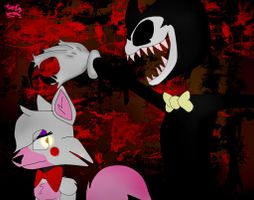 Do you think Bendy and I are a perfect couple? Bendy and I are a family of three, but some of my friends think were not perfect together...what do you think?  Bendy: BTW I'm not attackin' her in this picture...I'm protectin' her!  Me: But I don't need protectin'...  Bendy: I LOVE YOU TO MUCH TO LOSE YOU! *hugs me and does puppy eyes on me*  Me: *rolles eyes and kisses his head* I know and I love you too...