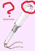 Why do tampon have the sharp points in them? At the end where it come out it has sharp points...Why?As shown in this picture I've drawn on I circled the place where it becomes sharp.Why does it have it like that?Is it safe?Does it hurt?