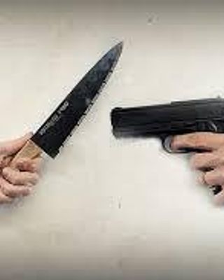 which would you rather fight with, a knife or gun? question number 2