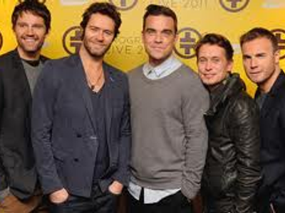 Gimmie a Gary Barlow,Robbie Williams,Jason Orange,Mark Owen and a Howard Donald.What band does it spell? Take ____?