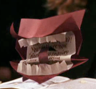 1) When Mrs Weasley is cross with Ron for taking his father’s car, she sends him a letter.  What are these letters called?