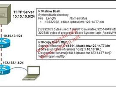 Refer to the exhibit. A network administrator is trying to backup the IOS software on R1 to the TFTP server. He receives the error message that is shown in the exhibit, and cannot ping the TFTP server from R1. What is an action that can help to isolate this problem?