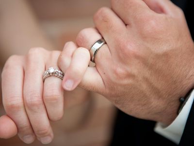 In which country is it traditional for couples to wear wedding rings on the fourth finger of their right hand?