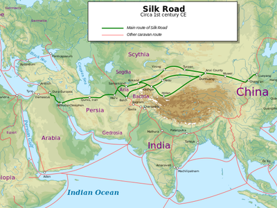 Which city served as a major hub along the Silk Road?