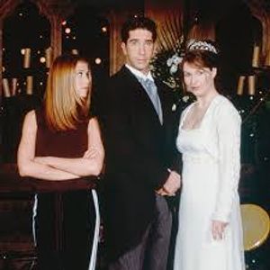 What was the name of Ross's second wife whom he mentioned Rachel's name at the wedding altar?