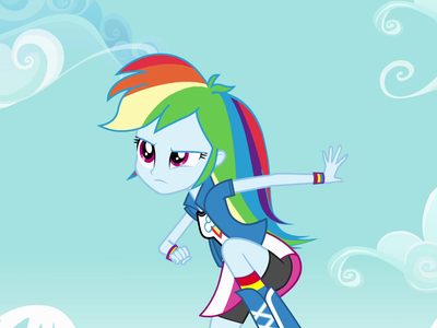 In the movie Equestria Girls, what is Rainbow Dash's challenge to Twilight Sparkle if she wants her help to win the crown?