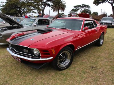 Which muscle car featured the iconic 'Shaker' hood scoop?