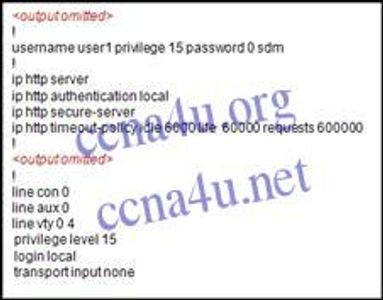 Refer to the exhibit. This router is being configured to use SDM, but the SDM interface of the router cannot be accessed. What is the cause of the problem?