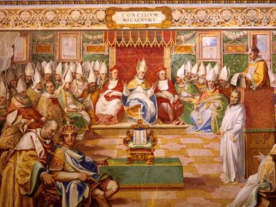 Which council formally defined the doctrine of the Trinity in 325 AD?