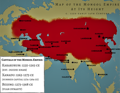 What was the estimated size of the Mongol Empire at its peak?