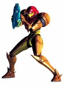 Which game series follows the adventures of a treasure hunter named Samus Aran?