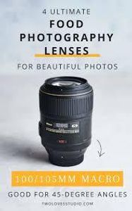 Which type of camera lens is commonly used for food photography?