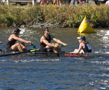 Where is the rower seated while rowing?