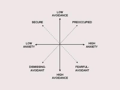 According to the attachment theory, who developed a 'Strange Situation' experiment to assess attachment styles in infants?