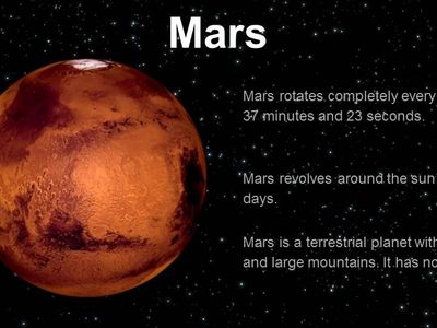 MARS day, year ,distance , temprature, size ?