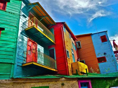 Which city is known for its colorful La Boca neighborhood cultural landscape?