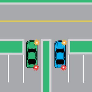 Which vehicle has the right of way in a roundabout?