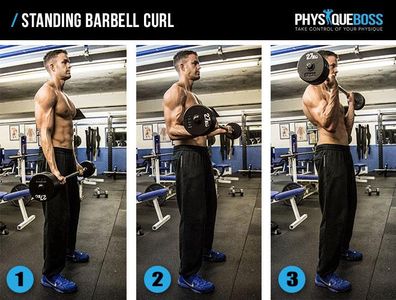 What is the correct form for a barbell curl?