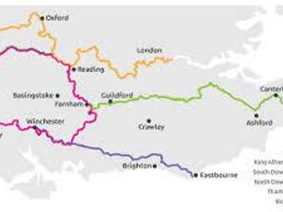 What is unique about the King Alfred’s Way trail in the UK?