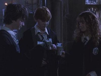 Which potion did Harry, Ron and Hermione use in Moaning Murtle's bathroom?