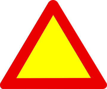 What does a red triangle road sign indicate?