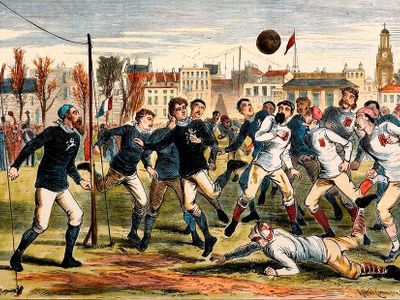 Where was the first official international rugby match played?