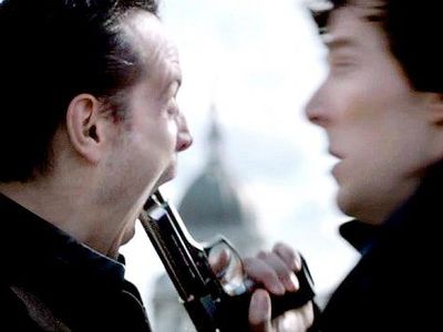 In which episode did Moriarty kill himself in the TV Series "Sherlock"?