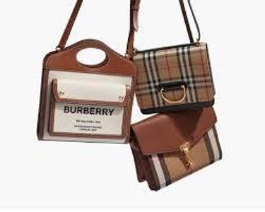 What iconic pattern is featured on the Burberry handbag?