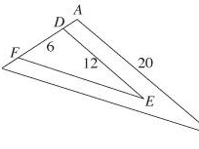 In the figure below, ∠ ABC ≅ ∠ DFE, ∠ BAC ≅ ∠ FDE, D and F are on AB, AD ≅ FB, and distances in centimeters are as shown. What is the length of AD, in centimeters?