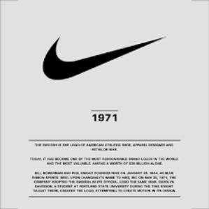 Which company is known for its swoosh logo and athletic apparel?