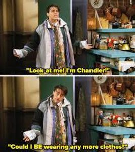 Which article of clothing does Chandler accidentally leave on a plane?