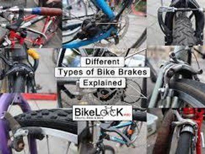 Which brake type is commonly used on hybrid bikes?